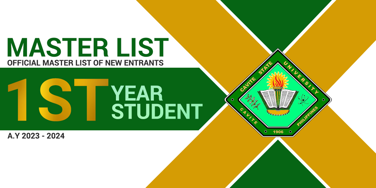Official Master List of Enrolled First-Year Students S.Y. 2023-2024 of Cavite State University – CCAT Campus